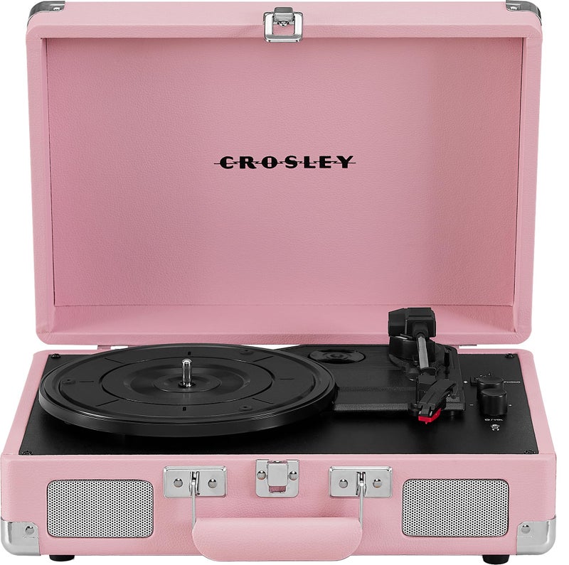Crosley CR8005E-BH Cruiser Plus Vintage 3-Speed Bluetooth in/Out Suitcase Vinyl Record Player Turntable, Blush - Image 1