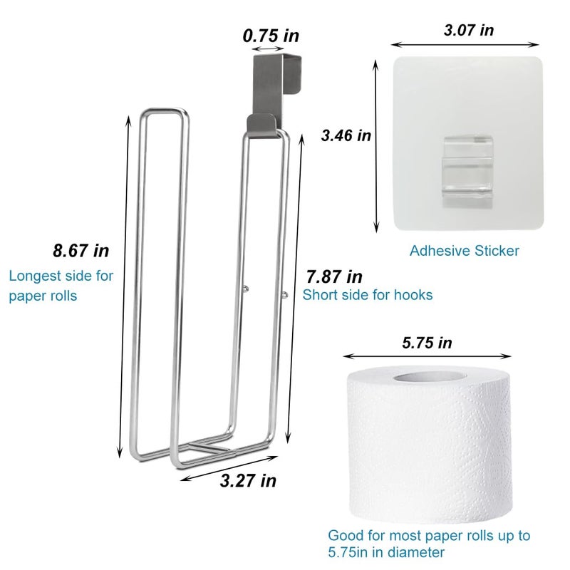 Zeadesign Toilet Paper Holder Wall Mount  Storage Extra 2 Roll Tissue  Over The Tank Toilet Paper Holder  Brushed Nickel and Chrome Tissue Holder for Bathroom Organizer  Adhesive Paper Holder  1Pcs - Image 3