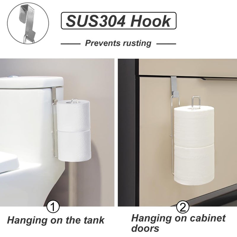 Zeadesign Toilet Paper Holder Wall Mount  Storage Extra 2 Roll Tissue  Over The Tank Toilet Paper Holder  Brushed Nickel and Chrome Tissue Holder for Bathroom Organizer  Adhesive Paper Holder  1Pcs - Image 2