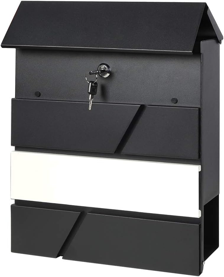 Parrency Lockable Mailboxes with Keys,Outdoor Wall Mounted Mail Box with Large Capacity,14 3/10" x 4 1/10" x 13",White - Image 4