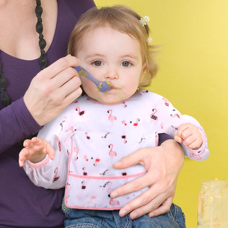 accmor أكمور 4 عبوات من المرايل ذات الأكمام الطويلة، مريلة مائية للأطفال من 6-24 شهرًا - Image 5