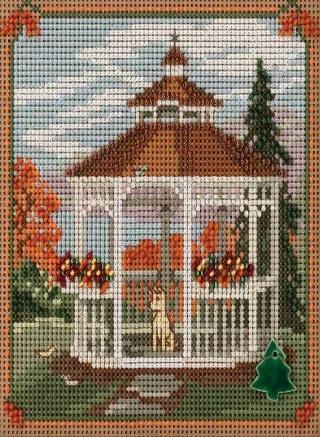 Mill Hill Gazebo Beaded Counted Cross Stitch Kit 2018 Buttons & Beads Autumn MH141825 Country Lane Series - Image 1
