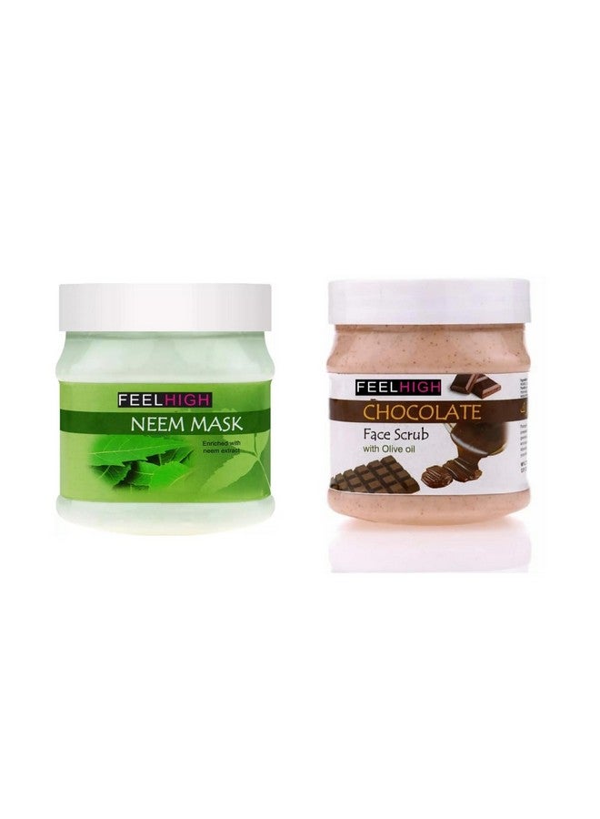 Feelhigh Face And Body Neem Mask Fight Wrinkles 500ml And Face Scrub 500ml (Neem Mask and Chocolate Scrub) - Image 1