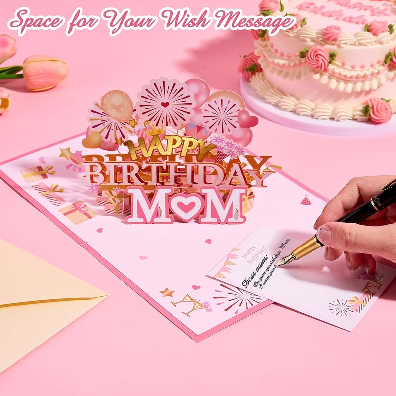 Airpark Happy Birthday Card for Mom Birthday Gifts, Pop Up Birthday Card, Gifts for Mom 5.9" x 7.9" in Classy Rose Gold Stylish - Image 3