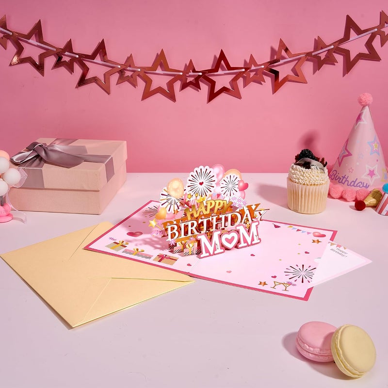 Airpark Happy Birthday Card for Mom Birthday Gifts, Pop Up Birthday Card, Gifts for Mom 5.9" x 7.9" in Classy Rose Gold Stylish - Image 2