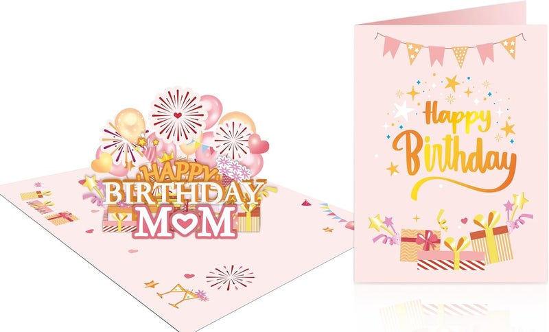 Airpark Happy Birthday Card for Mom Birthday Gifts, Pop Up Birthday Card, Gifts for Mom 5.9" x 7.9" in Classy Rose Gold Stylish - Image 1