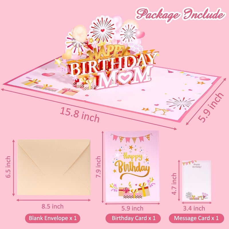 Airpark Happy Birthday Card for Mom Birthday Gifts, Pop Up Birthday Card, Gifts for Mom 5.9" x 7.9" in Classy Rose Gold Stylish - Image 4