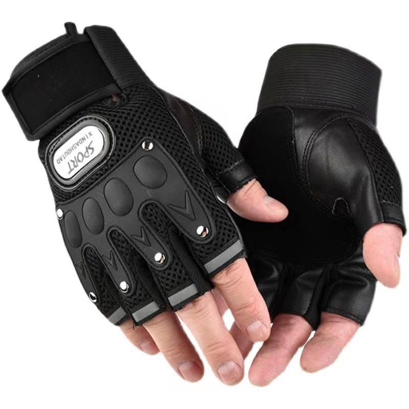 Summer Half-Finger Riding Gloves Men'S Non-Slip Wear-Resistant Palm Thickened Breathable Sports Fitness Motorcycle Half-Finger Gloves Women - Image 1