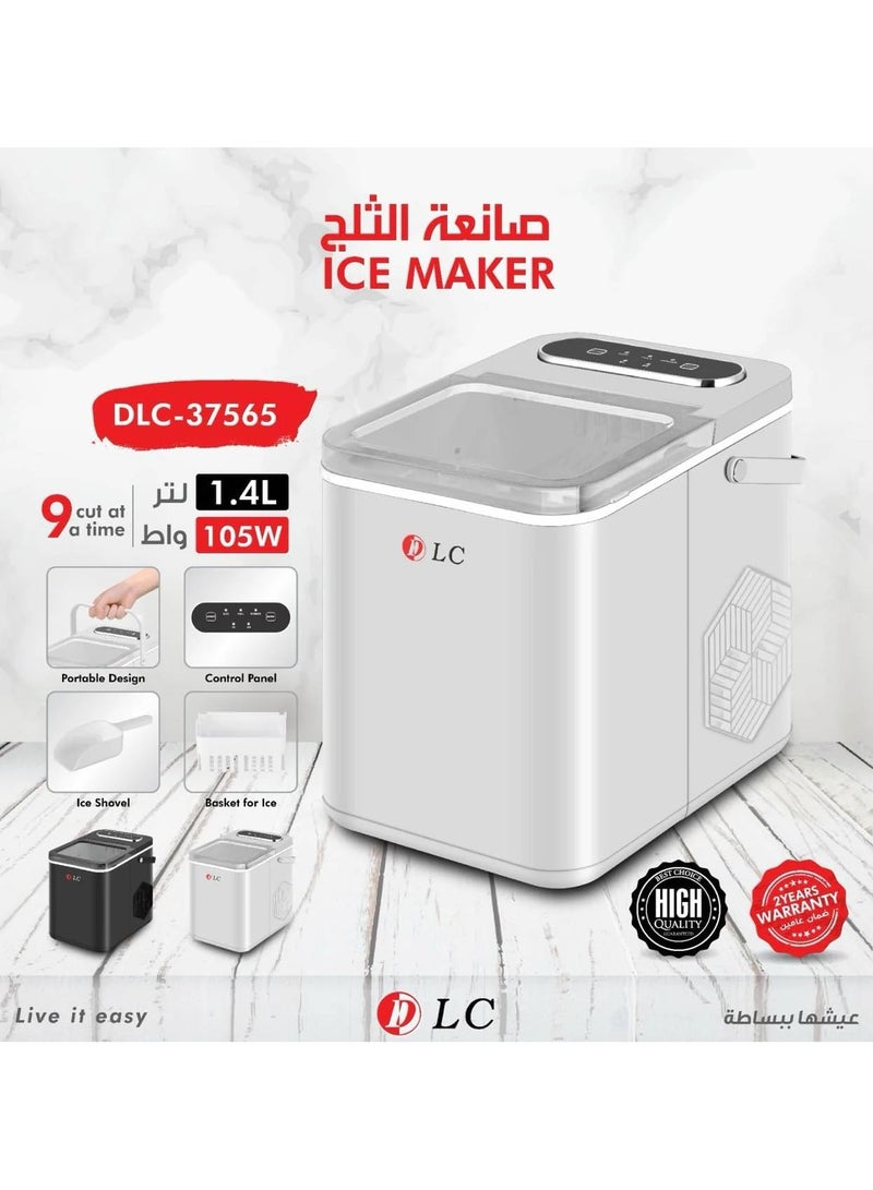DLC Portable Ice Maker Machine 1.4L Water Tank, 9 Ice Cubes per Cycle, 105W, Includes Ice Scoop & Basket, Smart Control Panel – for Home, Office, Camping (White) 1.4 L 105 W 37565 white - Image 2