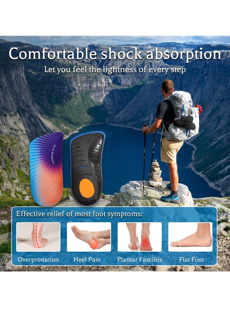 Excefore - 3/4 Length High Arch Support Insoles Orthotic Inserts, Over Pronation Insoles, Plantar Fasciitis, Flat Feet, Heel Pain, Relief Shoe Inserts for Men and Women Running Sports (M, 41-42) - Image 1