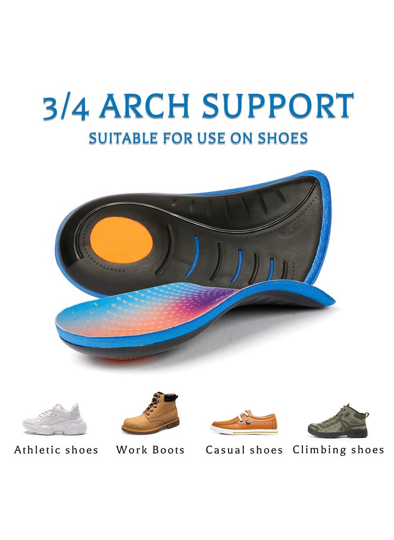 Excefore - 3/4 Length High Arch Support Insoles Orthotic Inserts, Over Pronation Insoles, Plantar Fasciitis, Flat Feet, Heel Pain, Relief Shoe Inserts for Men and Women Running Sports (M, 41-42) - Image 1