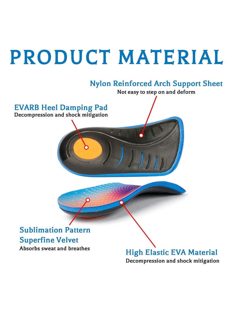 Excefore - 3/4 Length High Arch Support Insoles Orthotic Inserts, Over Pronation Insoles, Plantar Fasciitis, Flat Feet, Heel Pain, Relief Shoe Inserts for Men and Women Running Sports (M, 41-42) - Image 1