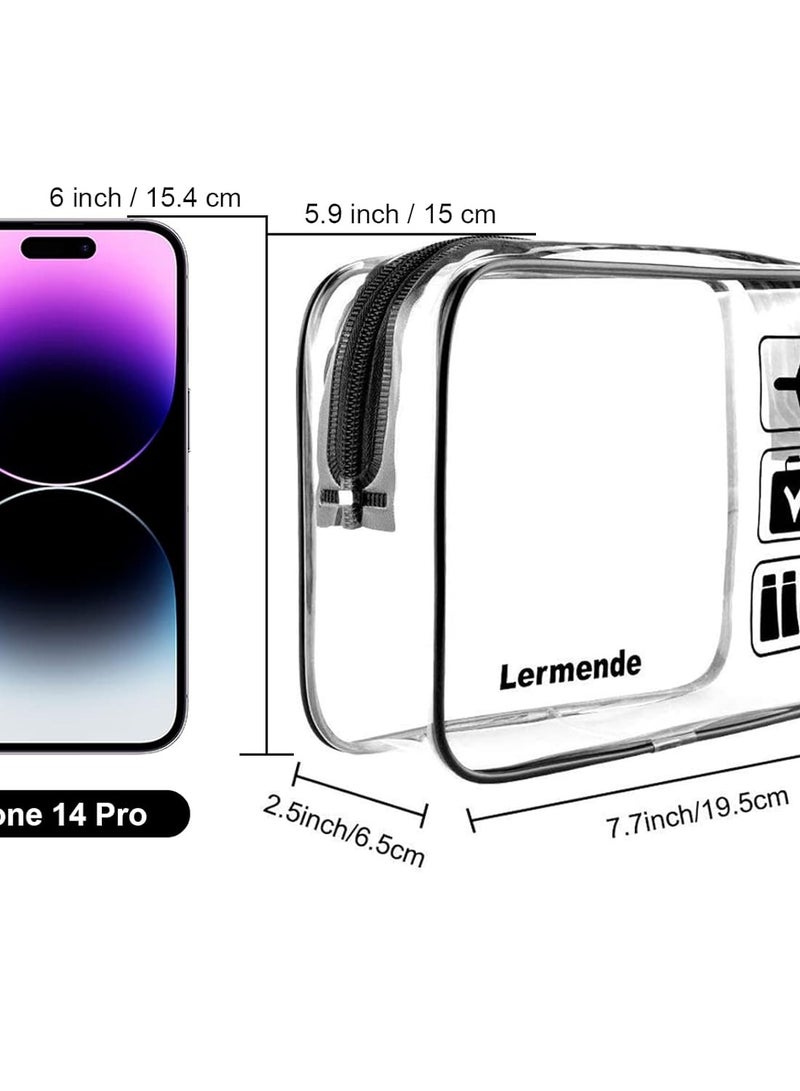 Lermende 2pcs Clear Toiletry Bag TSA Approved Travel Bag,Carry On for Travel,Airport Airline Accessories Compliant Bag,Quart Sized Makeup Cosmetic bag Women Men (Black, 2 Pack) - Image 2