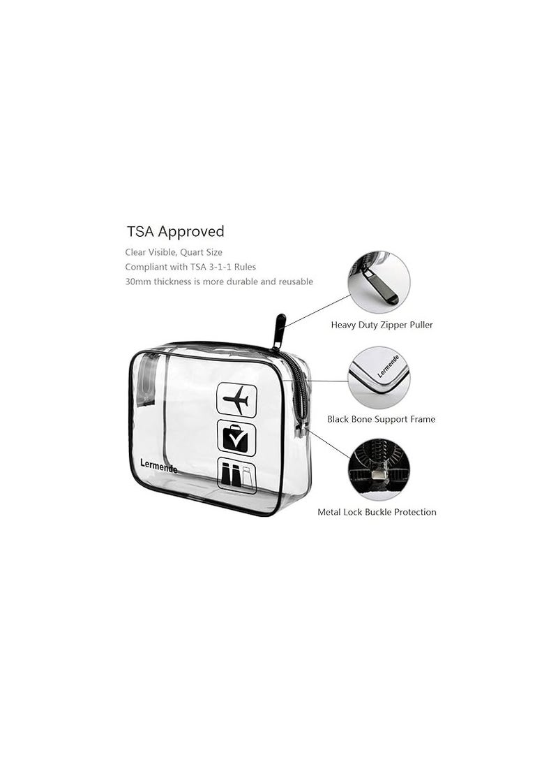 Lermende 2pcs Clear Toiletry Bag TSA Approved Travel Bag,Carry On for Travel,Airport Airline Accessories Compliant Bag,Quart Sized Makeup Cosmetic bag Women Men (Black, 2 Pack) - Image 3