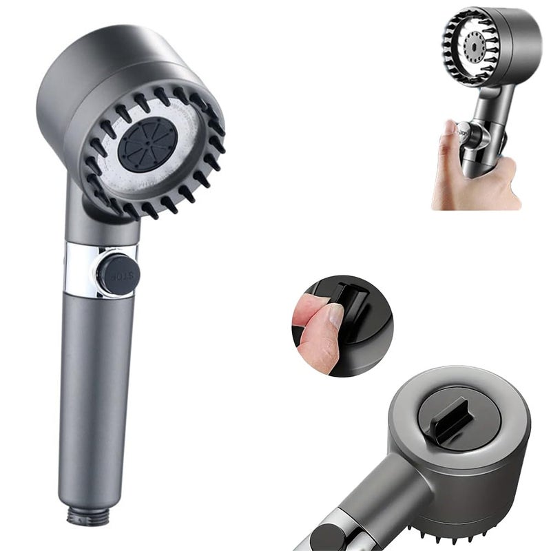 NEW VERSION UPGRADED HIGH PRESSURE SHOWER HEAD 3 MODES WITH INNER FILTER - SILCONE HEAD MASSAGER - ON AND OFF SWITCH BUTTON - 1 PIECE
