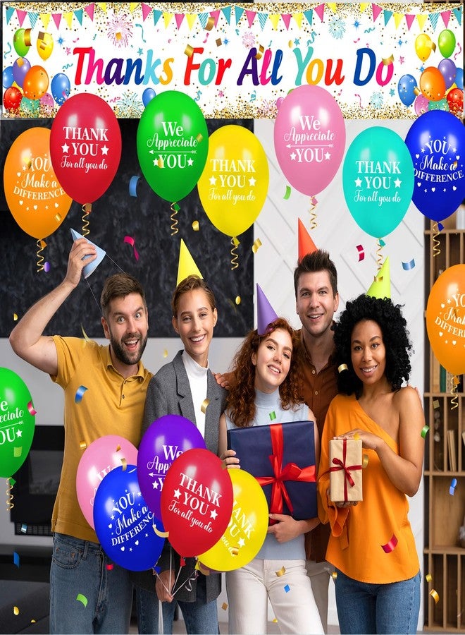 Yoirrat Thank You Appreciation Party Decorations Colorful Thanks for All You Do Banner with 18Pcs Balloons Rainbow We Appreciate You Yard Sign Decor Gifts for Graduation Pastor Employee Staff Teachers Doctors - Image 4