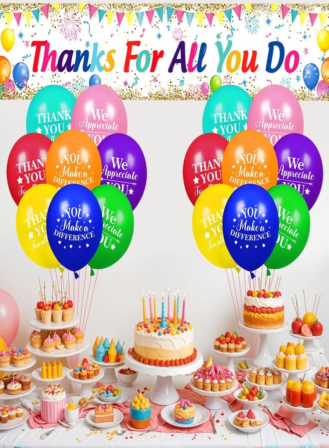 Yoirrat Thank You Appreciation Party Decorations Colorful Thanks for All You Do Banner with 18Pcs Balloons Rainbow We Appreciate You Yard Sign Decor Gifts for Graduation Pastor Employee Staff Teachers Doctors - Image 2