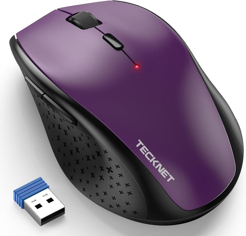 TECKNET Wireless Mouse, 2.4G Computer Mouse with 6-Level Adjustable 4800 DPI, 30 Months Battery, Ergonomic Grips, 6 Buttons Portable for PC, Chromebook, Mac, Purple - Image 1