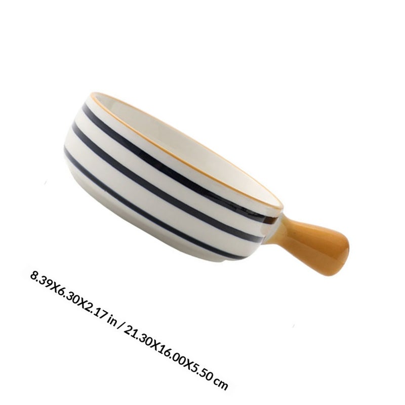 Household Ceramic Bowl Noodle Bowl Soup Bowl Multiuse Baking Bowl with Handle - Image 2