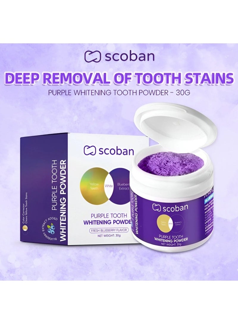 Scoban Purple Tooth Whitening Powder 30g – Fresh Blueberry Flavor for Brighter Teeth, Fresh Breath & Stain Removal - Image 5