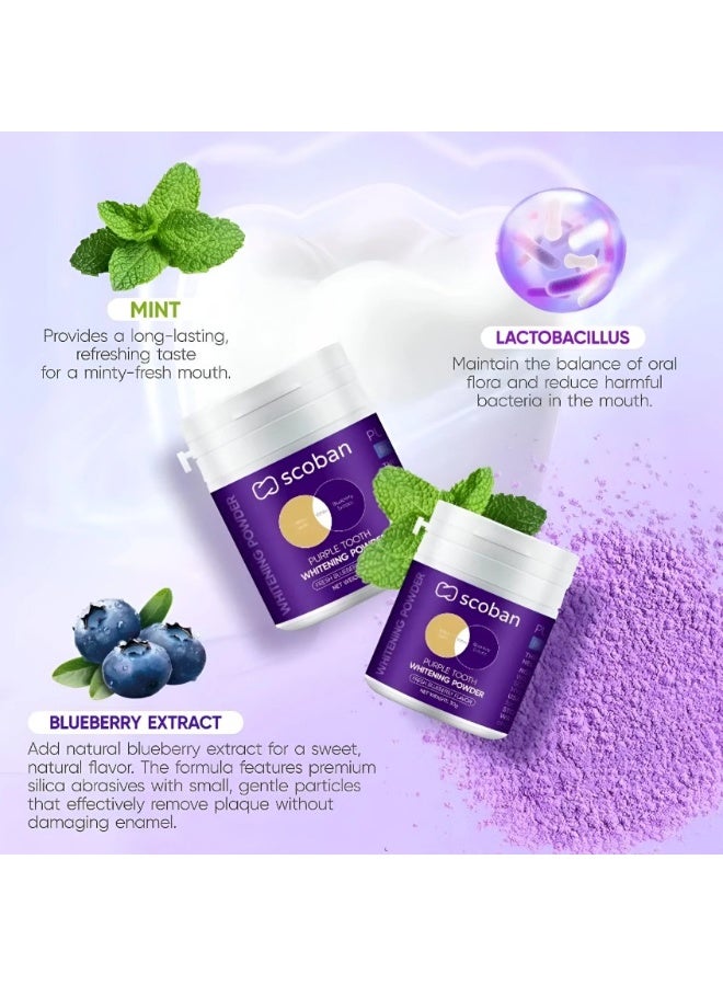 Scoban Purple Tooth Whitening Powder 30g – Fresh Blueberry Flavor for Brighter Teeth, Fresh Breath & Stain Removal - Image 3
