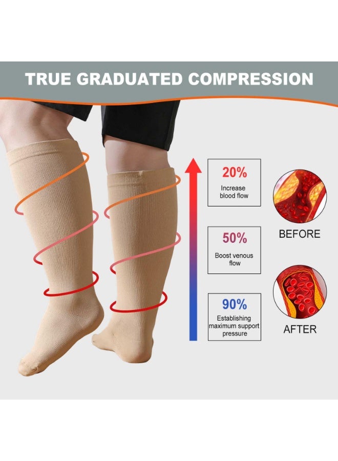 jaexest Plus Size Compression Socks for Men & Women, Wide Calf Compression Stockings (Up to 7X Large), 20-30 mmHg Compression Hose for Pregnancy, Travel, Running & Nurses - Image 3