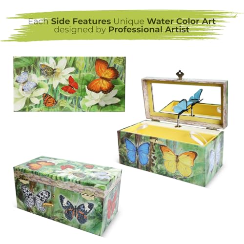 Enchantmints Musical Butterfly Jewelry Box Spins to Music Oval Mirrior - Image 2