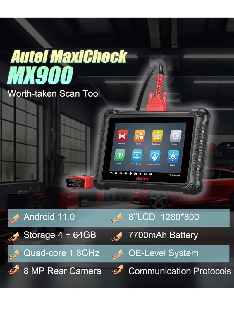 MaxiCheck MX900 with MV108 Bidirectional OBD2 Scanner Updated of MK900 MK808 MK808S MK808BT Android 11, 40+ Service Functions 8 inch All System Diagnostics Scan Tool