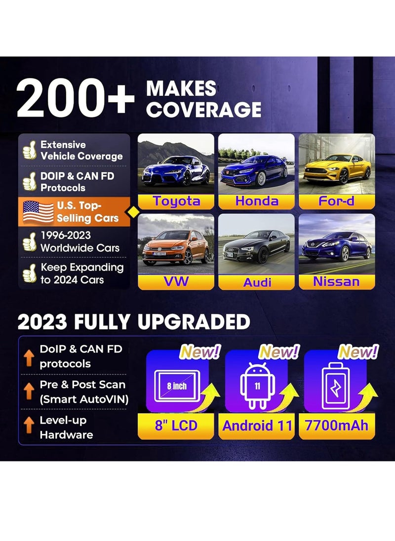MaxiCheck MX900 with MV108 Bidirectional OBD2 Scanner Updated of MK900 MK808 MK808S MK808BT Android 11, 40+ Service Functions 8 inch All System Diagnostics Scan Tool