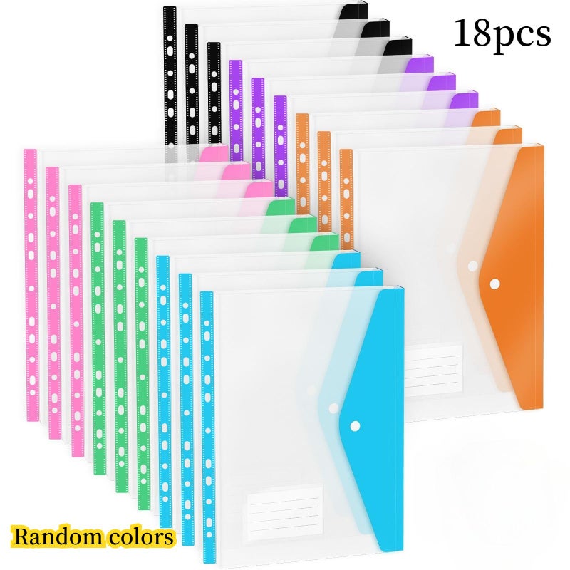 18 Pack Expandable Window Binder Pockets Snap Button Document Organizer Folders - Image 1