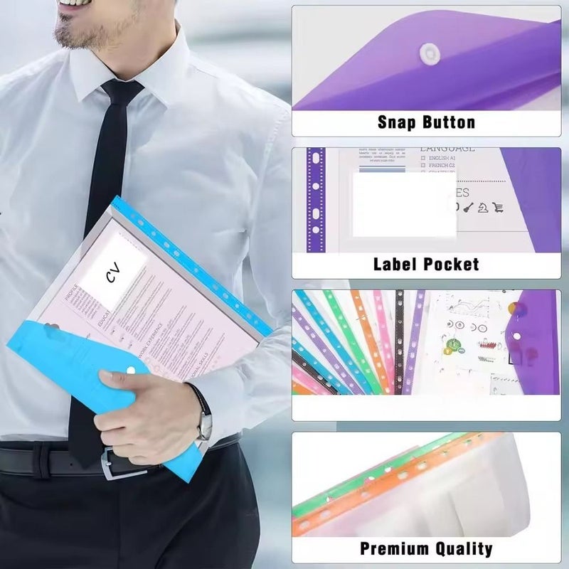 18 Pack Expandable Window Binder Pockets Snap Button Document Organizer Folders - Image 2
