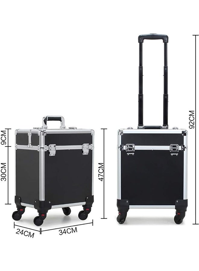 JCB CHIC Professional Makeup Train Case, Large Rolling Makeup Organizer, Cosmetic Trolley with Telescopic Handle, Portable Make Up Travel Case for Hairstylist Makeup Artist - Image 2