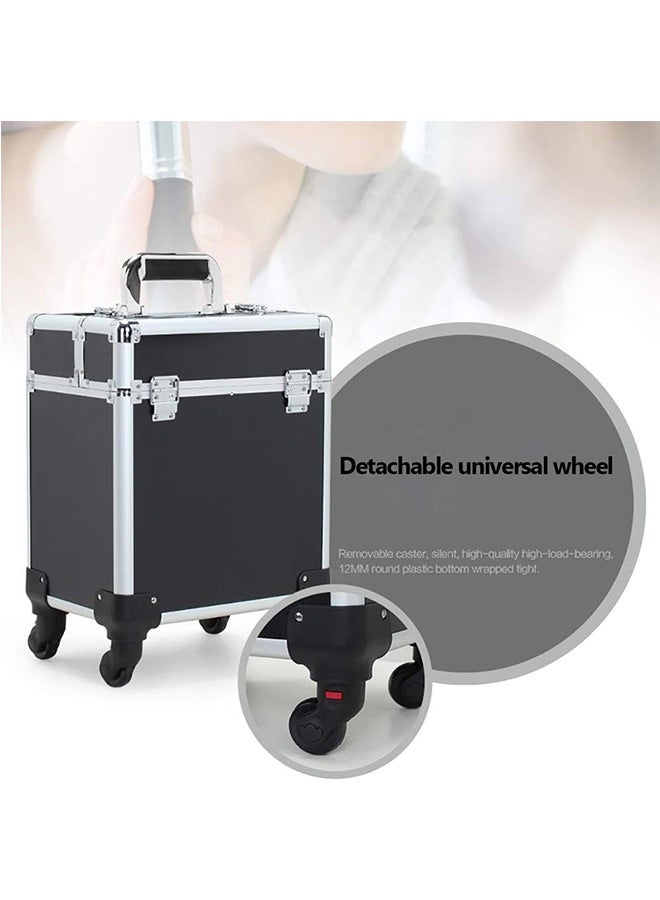 JCB CHIC Professional Makeup Train Case, Large Rolling Makeup Organizer, Cosmetic Trolley with Telescopic Handle, Portable Make Up Travel Case for Hairstylist Makeup Artist - Image 4