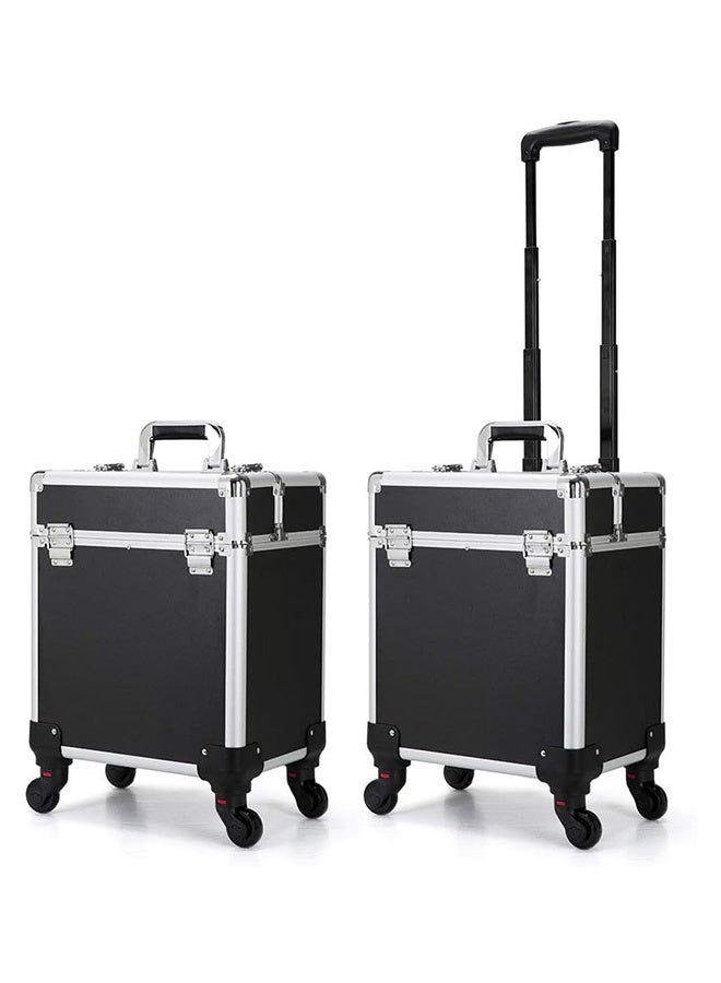 JCB CHIC Professional Makeup Train Case, Large Rolling Makeup Organizer, Cosmetic Trolley with Telescopic Handle, Portable Make Up Travel Case for Hairstylist Makeup Artist - Image 1