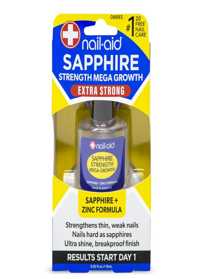 Nail-Aid Sapphire Strengthener & Mega Growth Treatment - Clear, 0.55 Fl Oz - Image 1