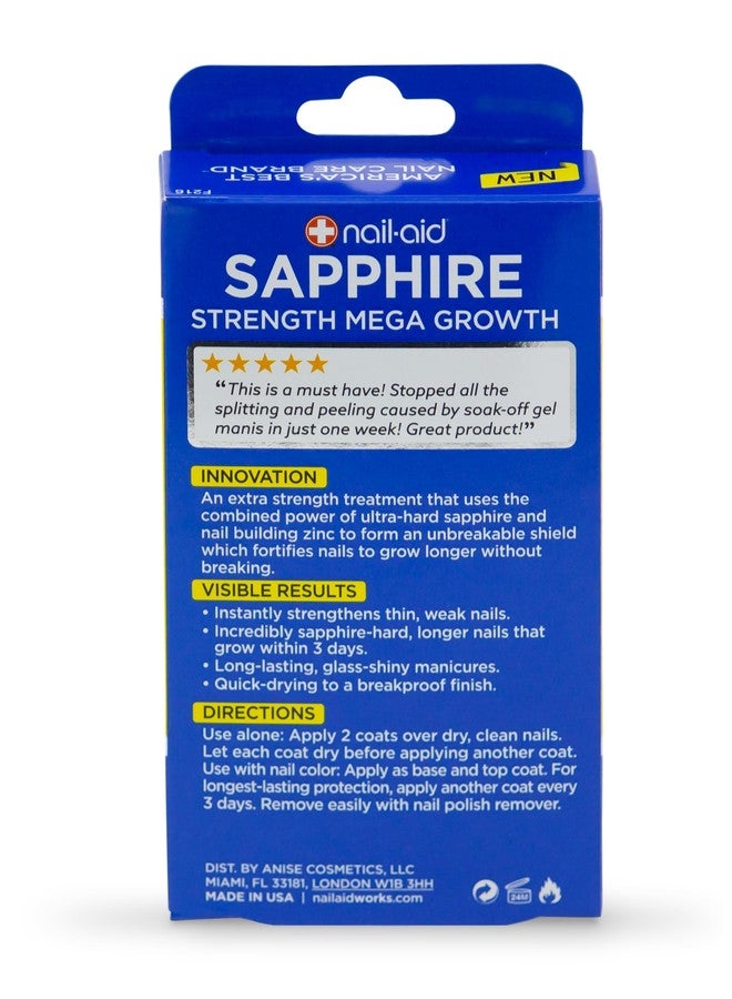Nail-Aid Sapphire Strengthener & Mega Growth Treatment - Clear, 0.55 Fl Oz - Image 3