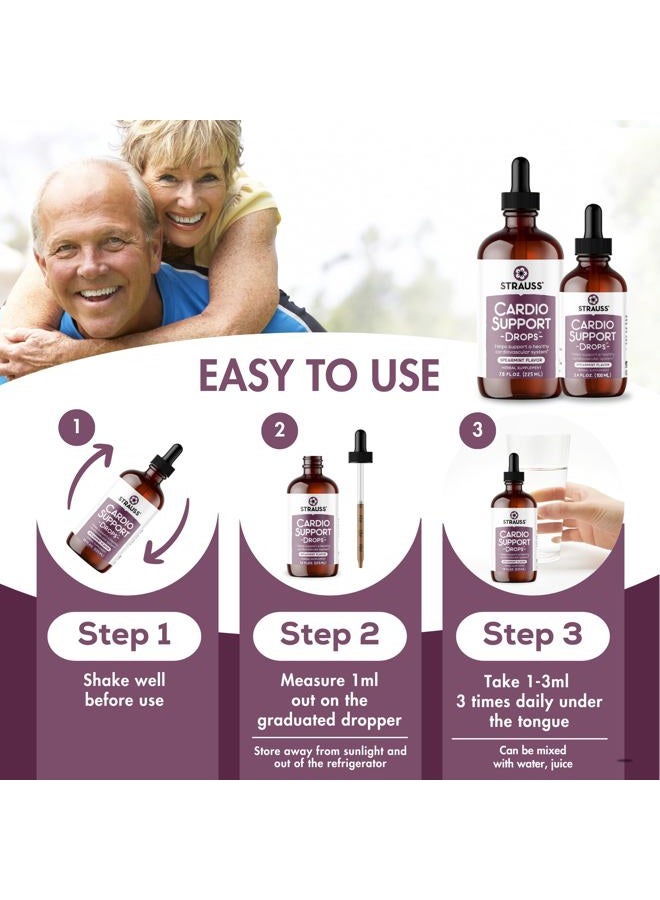 Strauss Heartdrops Naturals Cardio Support Drops, Natural Herbal Supplement to Support a Healthy Cardiovascular System, Non-GMO, Vegan, Gluten-Free, Soy Free, 7.6 fl oz (225ml) - Image 3