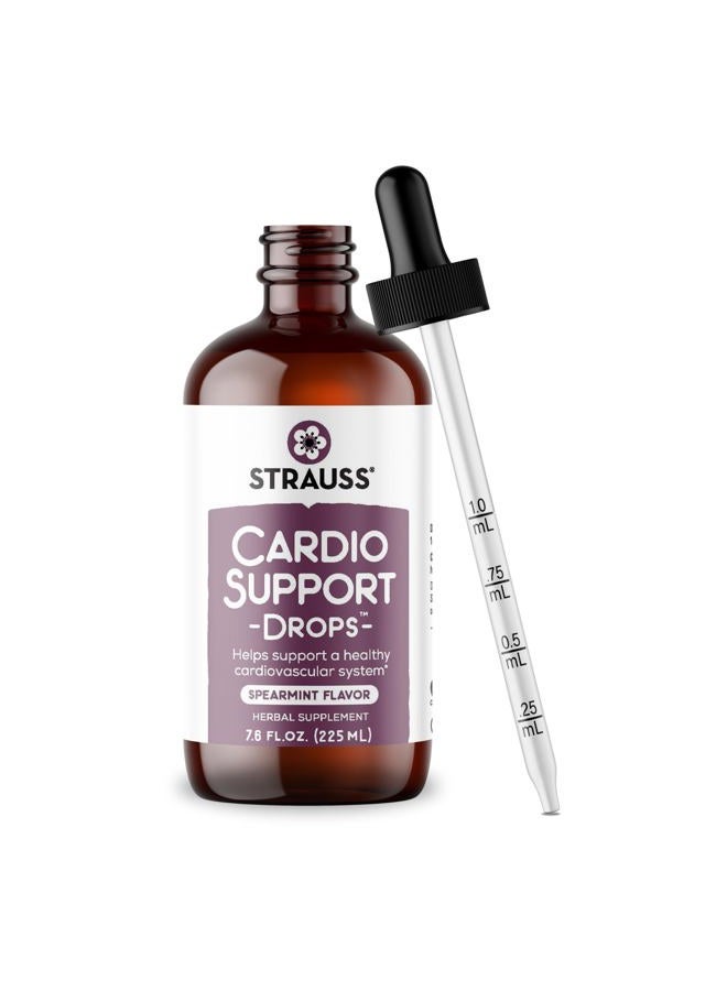 Strauss Heartdrops Naturals Cardio Support Drops, Natural Herbal Supplement to Support a Healthy Cardiovascular System, Non-GMO, Vegan, Gluten-Free, Soy Free, 7.6 fl oz (225ml) - Image 1
