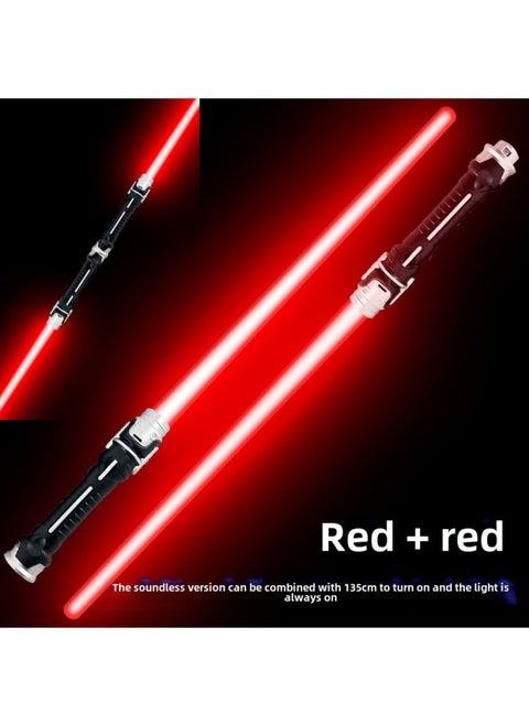 Laser Sword Retractable Lightsaber Two-in-one Seven-color Flash Stick Stall Export Special Logo-Color:18 Lights/Red + Red (Silent)-do Not Pack Battery