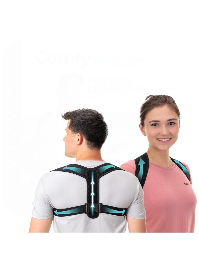 Posture Corrector-Back Brace for Men and Women- Fully Adjustable Straightener for Mid, Upper Spine Support- Neck, Shoulder, Clavicle and Back Pain Relief-Breathable - Image 1