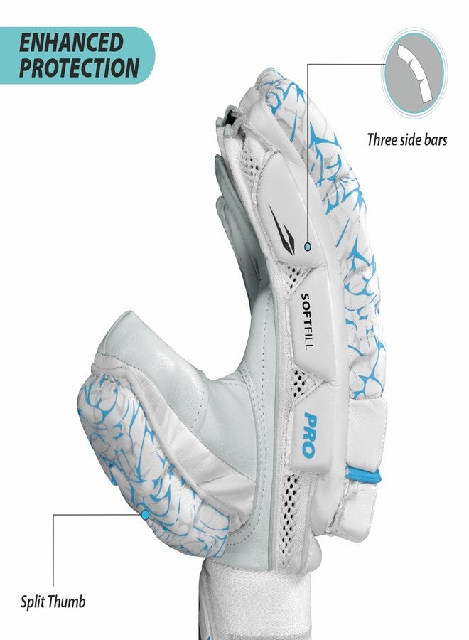 DSC Pro Cricket Batting Gloves for Mens, Color - White, Size - Mens, Left Hand - Image 2