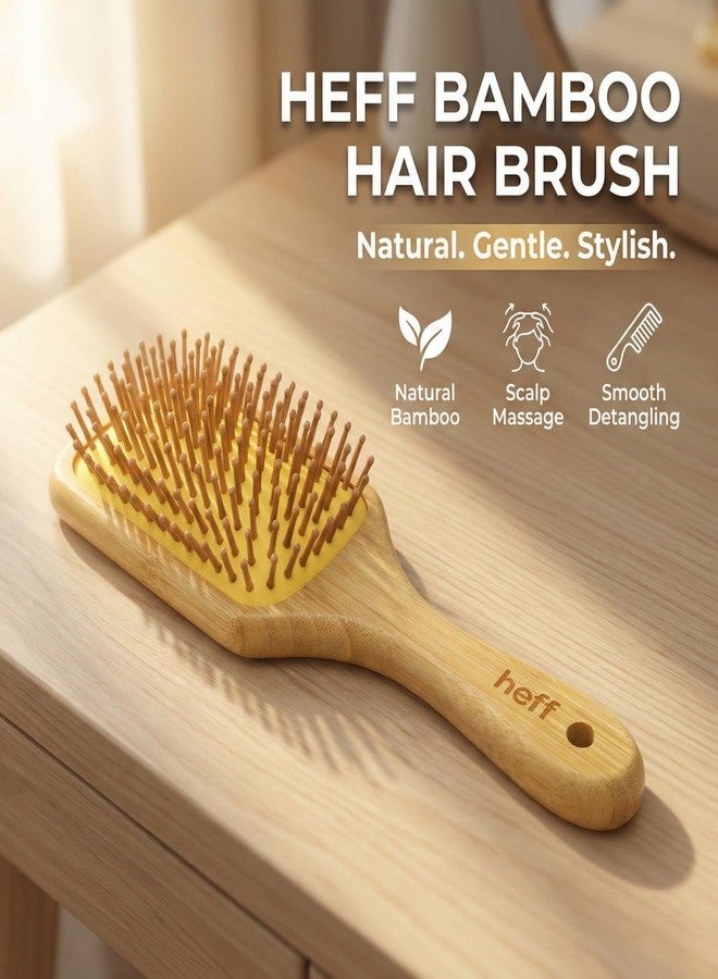 Heff Bamboo Hair Brush, Natural Bamboo, Paddle Brush with Wooden Bristles - Image 3