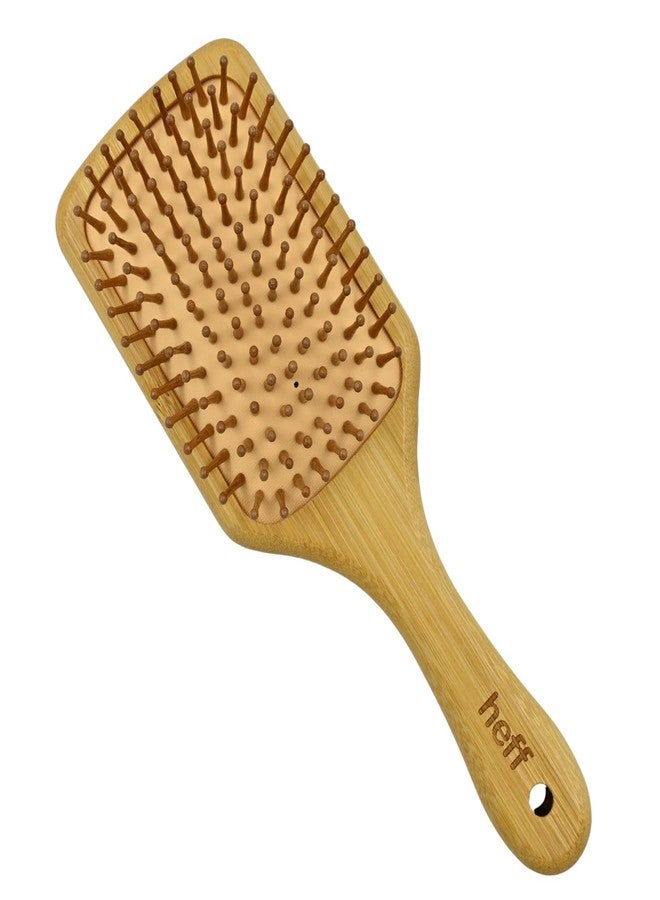 Heff Bamboo Hair Brush, Natural Bamboo, Paddle Brush with Wooden Bristles - Image 2