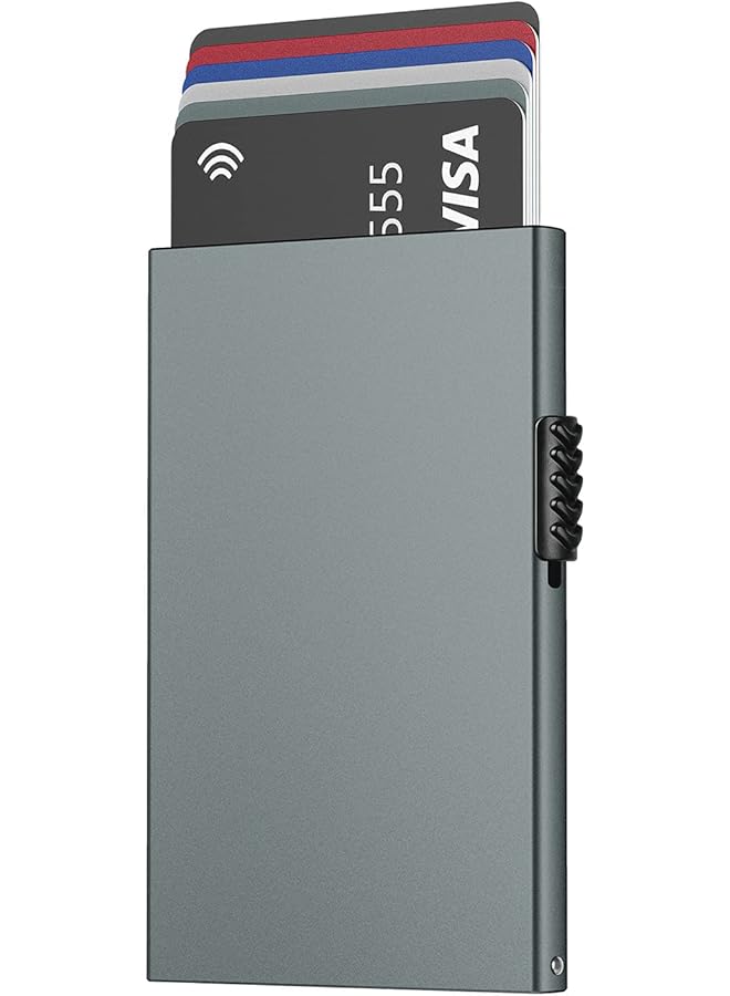 erorex Card Wallet Pop Up Card Holder Credit Card Holder Rfid Blocking Minimalist Slim Metal Case For Men Women Space Grey - Image 1