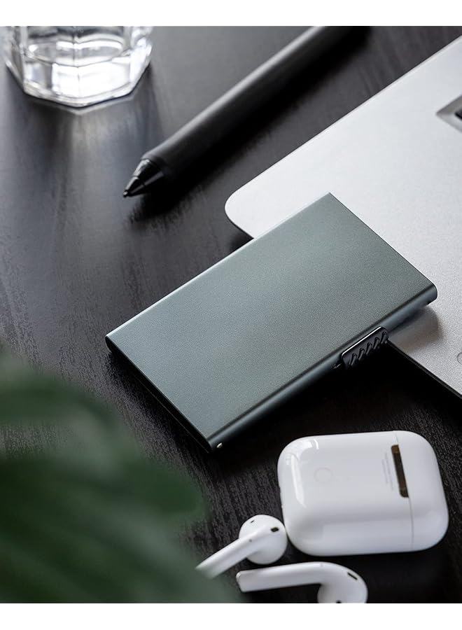 erorex Card Wallet Pop Up Card Holder Credit Card Holder Rfid Blocking Minimalist Slim Metal Case For Men Women Space Grey - Image 5