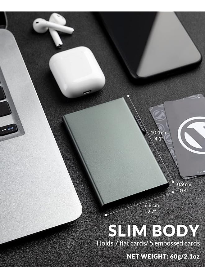 erorex Card Wallet Pop Up Card Holder Credit Card Holder Rfid Blocking Minimalist Slim Metal Case For Men Women Space Grey - Image 3