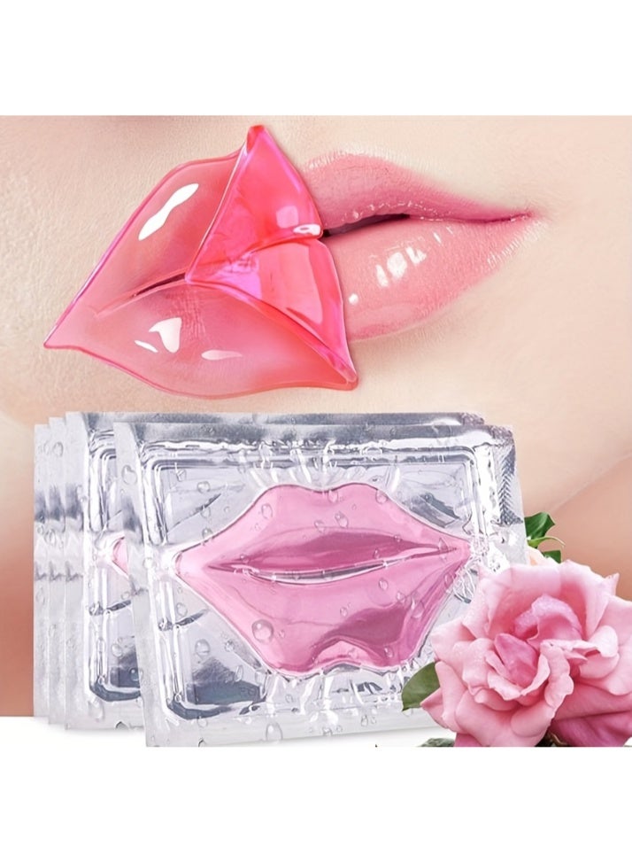 KHAJUL 9 Sheets of Pink Collagen Lip Mask, 100% Natural Collagen Hydrating Lip Mask, Overnight Sleeping Lip Mask for Dry and Dark Lips, Repair Treatment for Women and Men - Image 1