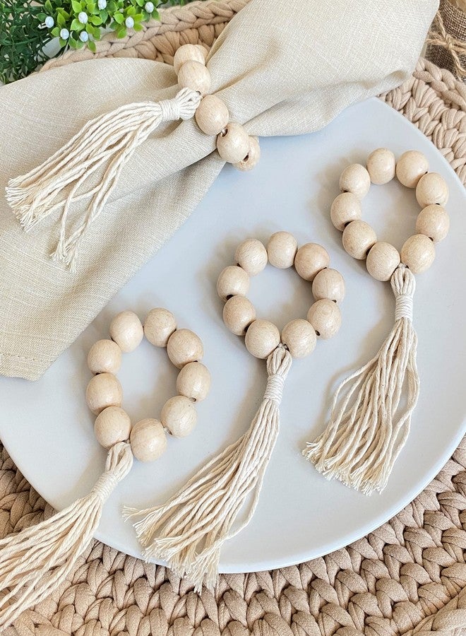 LEBEJUA Handmade Napkin Ring with Wood Beads & Jute Twine - Affordable Rustic Wooden Napkin Ring Holder for Table Decoration | Boho Style Farmhouse Napkin Rings | Napkin Rings Set of 6 - Image 4