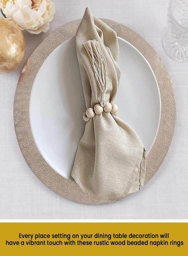 LEBEJUA Handmade Napkin Ring with Wood Beads & Jute Twine - Affordable Rustic Wooden Napkin Ring Holder for Table Decoration | Boho Style Farmhouse Napkin Rings | Napkin Rings Set of 6 - Image 5