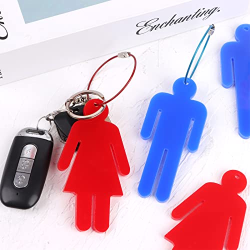 OBANGONG 4 Pcs Men's & Women's Acrylic Restroom Keychain Tags with 5 Pcs Wire Rings for Office Bathroom Designating Keys - Image 3